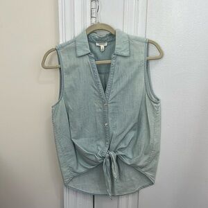 Jean button down tank with tie